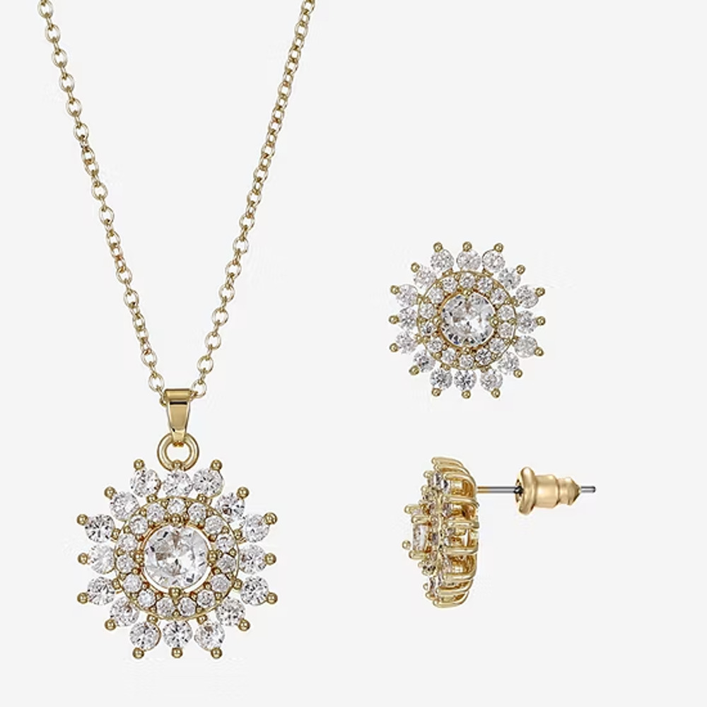 Sparkle Allure Light Up Box Womens Cubic Zirconia 14K Gold Over Brass Round